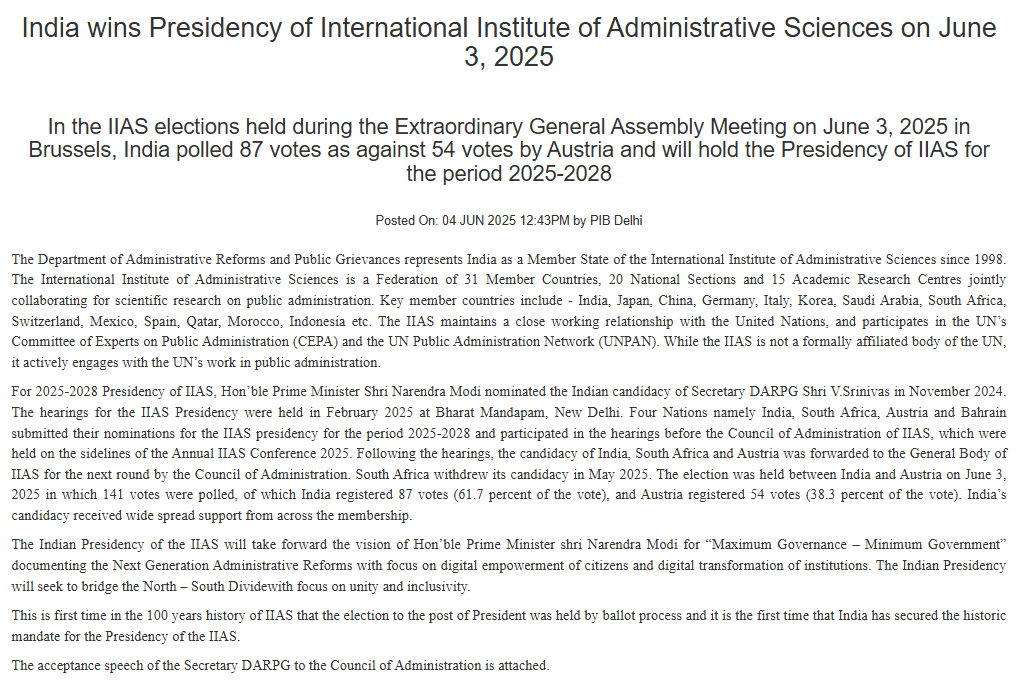 IIAS Presidential Election 2025