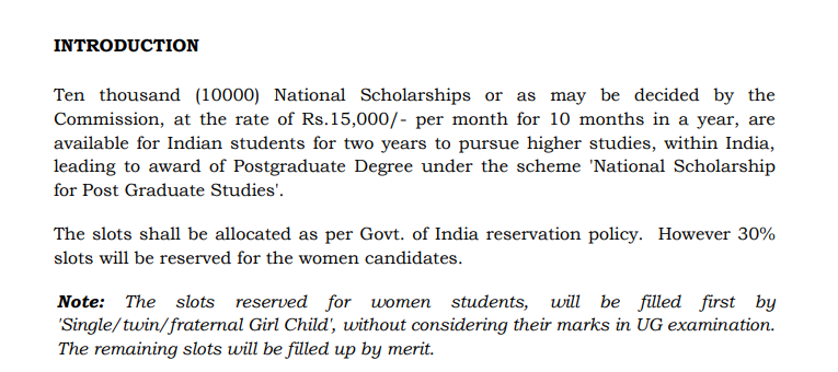 National Scholarship for Postgraduate